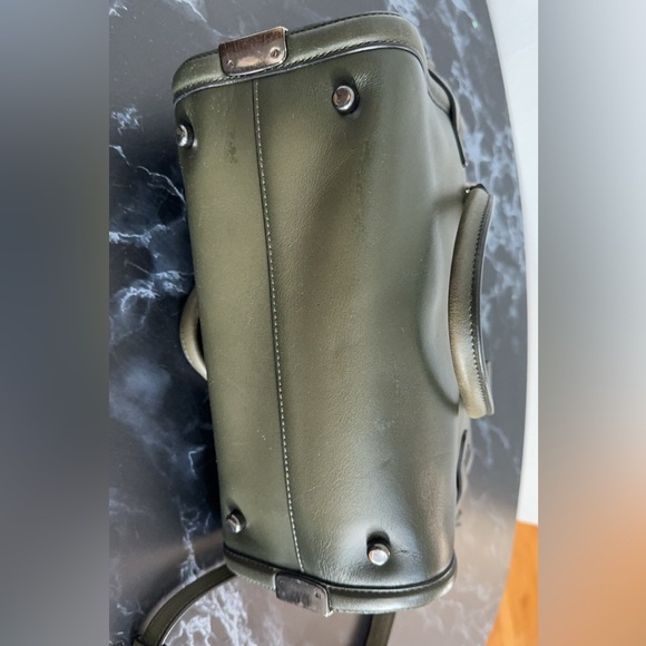 COACH Swagger 27 Handbag Burnished Leather Dark Green Crossbody Bag AUTHENTIC - Picture 14 of 15